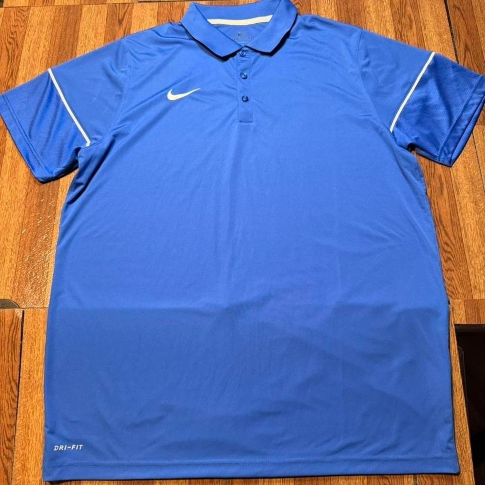 Nike Blue Dri-Fit Retro Tech Sportswear Golf Polo Button Shirt XL